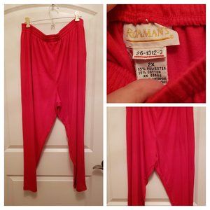 Red knit straight leg pants w/pockets. Plus size.